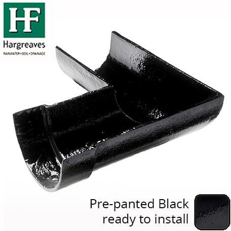 Alumasc Apex 100 x 75mm (4"x3") Painted Cast Iron LH Deep Half-Round 90 Degree Angle - Black