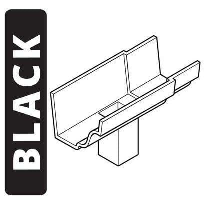 Alumasc Apex 100x75 (4"x 3") Moulded Cast Iron Gutter Running Outlet (Single Spigot/Socket) with 125 x 75mm (4x3") Square Outlet - Black