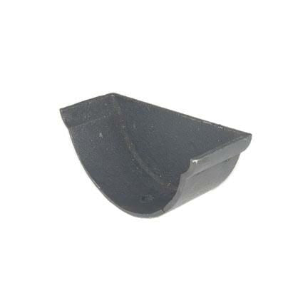 Alumasc Apex 115mm (4.5") Beaded Half Round Cast Iron External Stop End - Primed