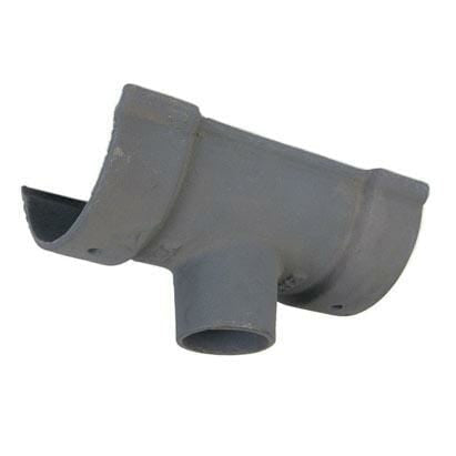 Alumasc Apex 115mm (4.5") Beaded Half Round Cast Iron 65mm (2.5") Gutter Outlet - Primed