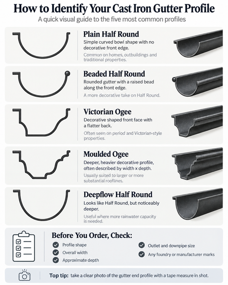 Alumasc Apex 115mm (4.5") Half Round Cast Iron Gutter 1.83m Length - One of 6 CI Standard RAL Colours TBC