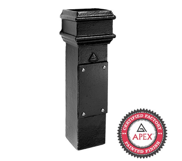 Alumasc Apex Cast Iron 100 x 75mm (4"x3") Square Downpipe Access Pipe - without Ears - Black