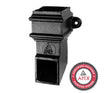 Alumasc Apex Cast Iron 100 x 75mm (4"x3") Square Downpipe Shoe - Front with Ears - Black