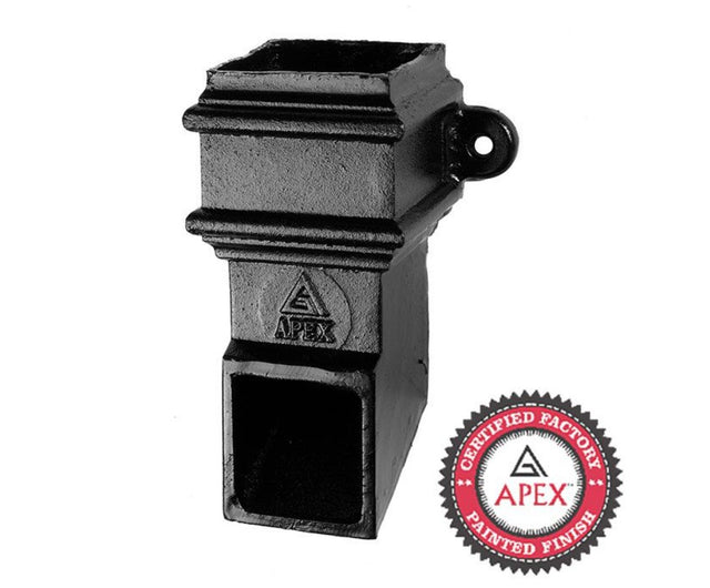 Alumasc Apex Cast Iron 100 x 75mm (4"x3") Square Downpipe Shoe - Front with Ears - Black