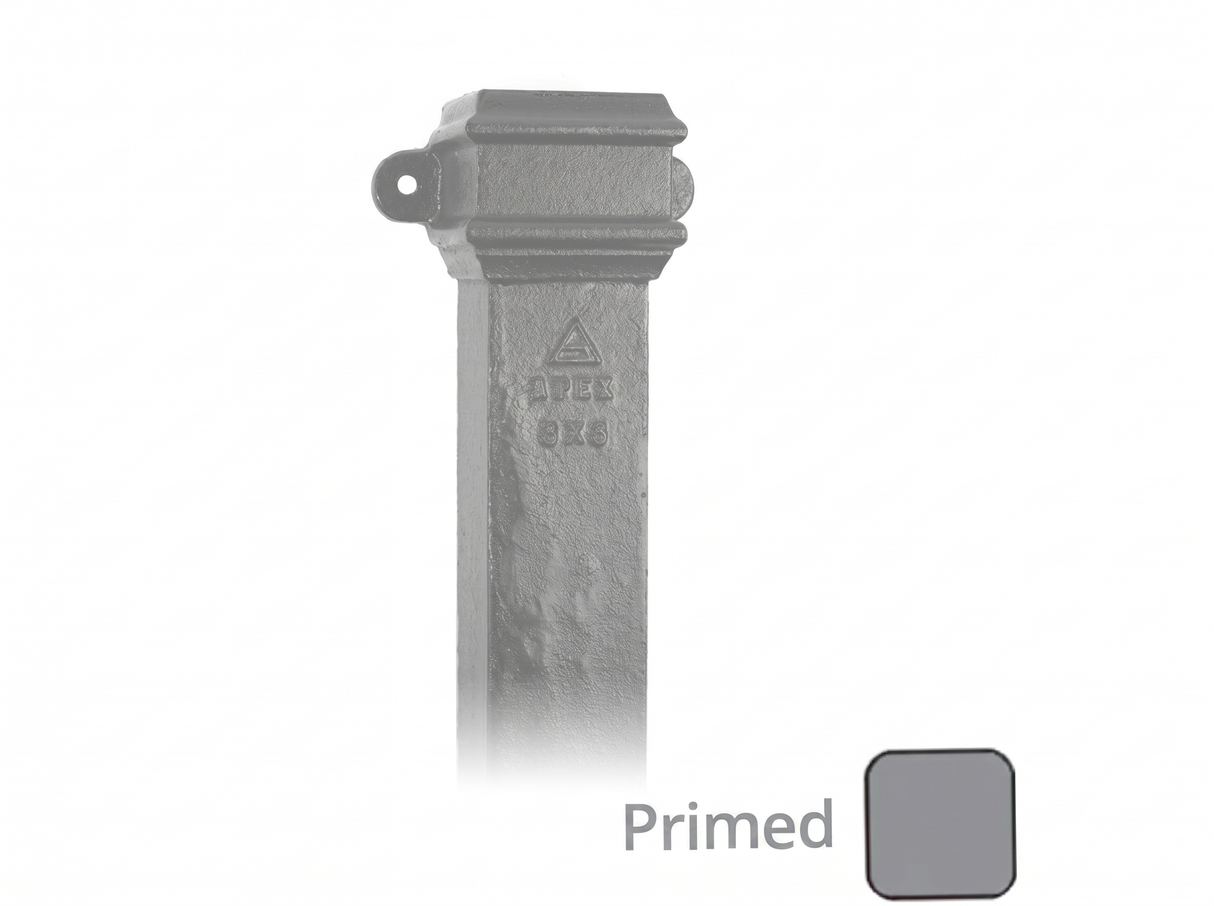Alumasc Apex 1.83m (6ft) Cast Iron 100 x 75mm (4"x3") Square Downpipe with Ears - Primed