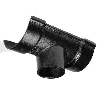 Alumasc Apex 115mm (4.5") Beaded Half Round Cast Iron 65mm (2.5") Gutter Outlet - Black