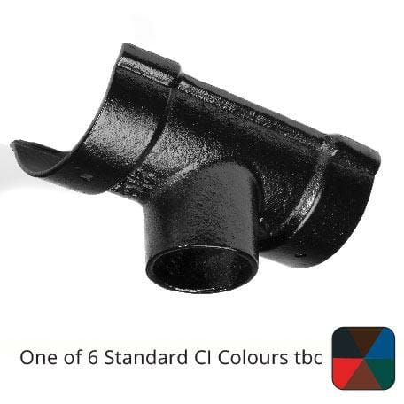 Alumasc Apex 115mm (4.5") Beaded Half Round Cast Iron 65mm (2.5") Gutter Outlet - One of 6 CI Standard RAL Colours TBC