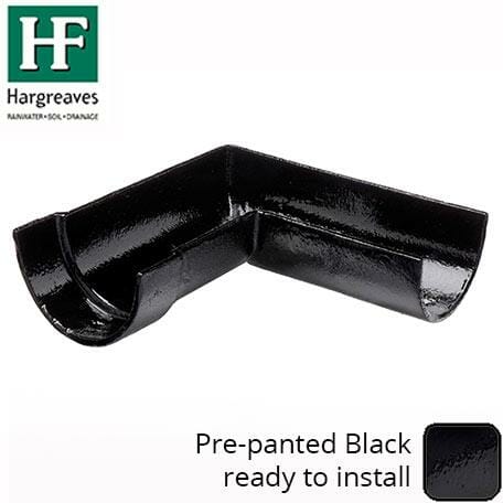 Alumasc Apex 125 x 75mm (5"x3") Painted Cast Iron RH Deep Half-Round 90 Degree Angle  - Black