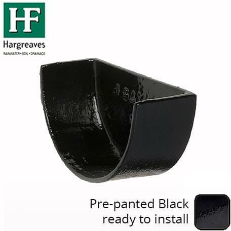 Alumasc Apex 125 x 75mm (5"x3") Painted Cast Iron External Deep Half-Round Stopend - Black
