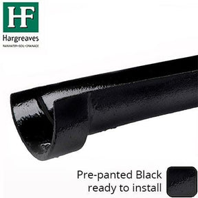 Alumasc Apex 100 x 75mm (4"x3") Painted Cast Iron Deep Half-Round Gutter - 1.83m (6ft)- Black