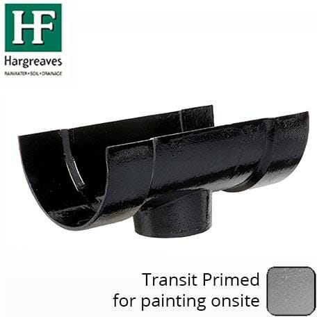 Alumasc Apex 125 x 75mm (5"x3") Primed Cast Iron Deep Half-Round 75mm Running Outlet  - Primed