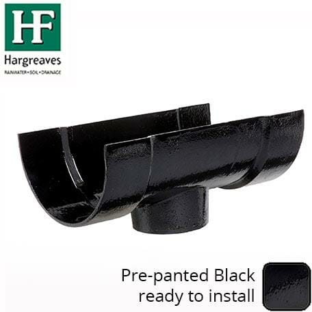 Alumasc Apex 100 x 75mm (4"x3") Painted Cast Iron Deep Half-Round 65mm Running Outlet  - Black