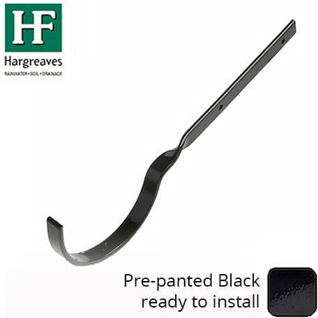 Alumasc Apex 100 x 75mm (4"x3") Painted Deep Half-Round Galvanised Side Fix Bracket  - Black