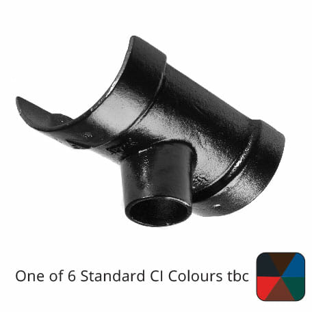 Alumasc Apex 115mm (4.5") Half Round Cast Iron 75mm (3") Gutter Outlet - One of 6 CI Standard RAL Colours TBC