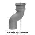 Alumasc Apex 75mm (3") Cast Iron Downpipe Offset 115mm (4.5") Projection - Primed