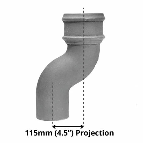 Alumasc Apex 65mm (2.5") Cast Iron Downpipe Offset 115mm (4.5") Projection - Primed