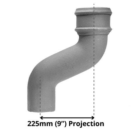 Alumasc Apex 100mm (4") Cast Iron Downpipe Offset 225mm (9") Projection - Primed