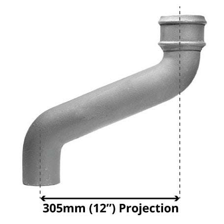 Alumasc Apex 100mm (4") Cast Iron Downpipe Offset 305mm (12") Projection - Primed