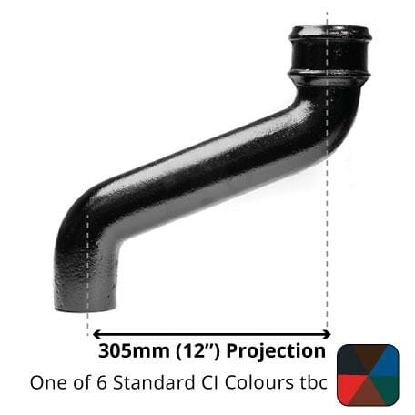 Alumasc Apex 75mm (3") Cast Iron Downpipe Offset 305mm (12") Projection - One of 6 CI Standard RAL Colours TBC