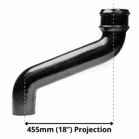 Alumasc Apex 75mm (3") Cast Iron Downpipe Offset 455mm (18") Projection - Black