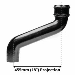 Alumasc Apex 100mm (4") Cast Iron Downpipe Offset 455mm (18") Projection - Black