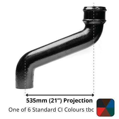 Alumasc Apex 75mm (3") Cast Iron Downpipe Offset 535mm (21") Projection - One of 6 CI Standard RAL Colours TBC