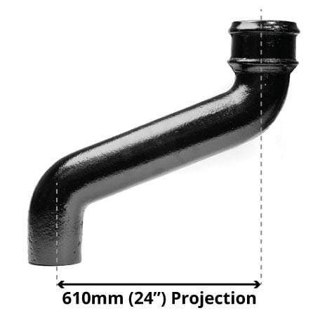 Alumasc Apex 65mm (2.5") Cast Iron Downpipe Offset 610mm (24") Projection - Black