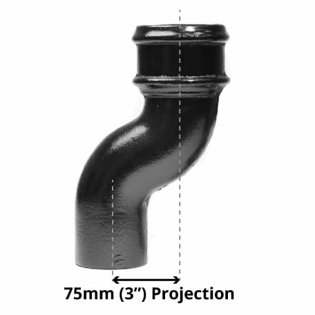 Alumasc Apex 65mm (2.5") Cast Iron Downpipe Offset 75mm (3") Projection - Black