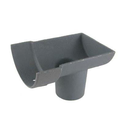 Alumasc Apex 115mm (4.5") Half Round Cast Iron 75mm (3") Drop End Gutter Outlet - External - Primed