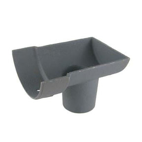 Alumasc Apex 100mm (4") Half Round Cast Iron 65mm (2.5") Drop End Gutter Outlet - External -  Primed