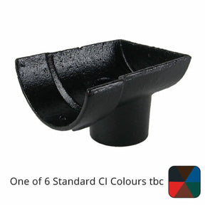 Alumasc Apex 125mm (5") Half Round Cast Iron 75mm (3") Drop End Gutter Outlet - External - One of 6 CI Standard RAL Colours TBC