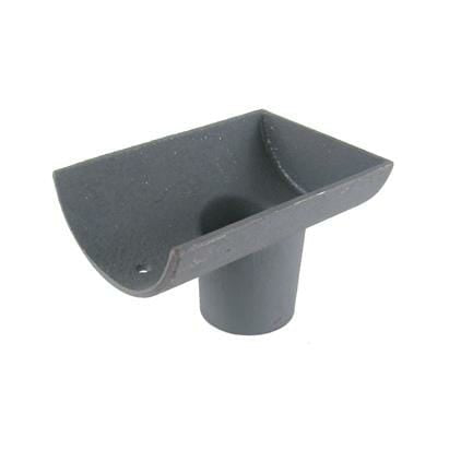 Alumasc Apex 115mm (4.5") Half Round Cast Iron 65mm (2.5") Drop End Gutter Outlet - Internal -  Primed
