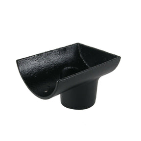 Alumasc Apex 115mm (4.5") Half Round Cast Iron 65mm (2.5") Drop End Gutter Outlet - Internal - Black