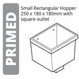 Alumasc Apex Cast Iron Rectangular Small (250 x 180 x 180mm) Rainwater Hopper Head with 100 x 75mm (4"x3") Square Outlet - Primed