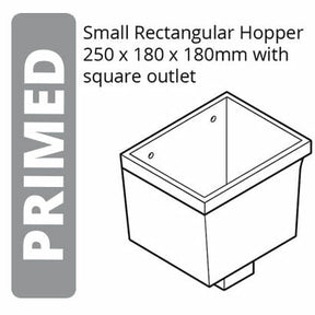 Alumasc Apex Cast Iron Rectangular Small (250 x 180 x 180mm) Rainwater Hopper Head with 100 x 75mm (4"x3") Square Outlet - Primed