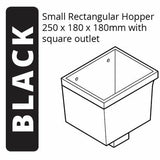 Alumasc Apex Cast Iron Rectangular Small (250 x 180 x 180mm) Rainwater Hopper Head with 100 x 75mm (4"x3") Square Outlet - Black