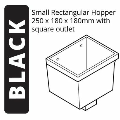 Alumasc Apex Cast Iron Rectangular Small (250 x 180 x 180mm) Rainwater Hopper Head with 100 x 75mm (4"x3") Square Outlet - Black