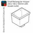 Alumasc Apex Cast Iron Rectangular Small (250 x 180 x 180mm) Rainwater Hopper Head with 100 x 75mm (4"x3") Square Outlet - One of 6 CI Standard RAL Colours TBC