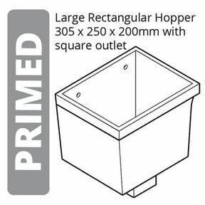 Alumasc Apex Cast Iron Rectangular Large (305 x 250 x 200mm) Rainwater Hopper Head with 100 x 75mm (4"x3") Square Outlet - Primed
