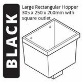 Alumasc Apex Cast Iron Rectangular Large (305 x 250 x 200mm) Rainwater Hopper Head with 100 x 75mm (4"x3") Square Outlet - Black