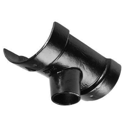 Alumasc Apex 115mm (4.5") Half Round Cast Iron 75mm (3") Gutter Outlet - Black