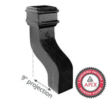 Alumasc Apex Cast Iron 100 x 75mm (4"x3") Square Downpipe 120 Degree Swan Neck (228mm Offset) - Black