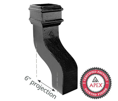 Alumasc Apex Cast Iron 100 x 75mm (4"x3") Square Downpipe 120 Degree Swan Neck (152mm Offset) - Black