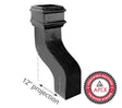 Alumasc Apex Cast Iron 100 x 75mm (4"x3") Square Downpipe 120 Degree Swan Neck (304mm Offset) - Black