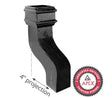Alumasc Apex Cast Iron 100 x 75mm (4"x3") Square Downpipe 120 Degree Swan Neck (114mm Offset) - Black