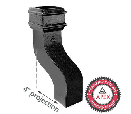 Alumasc Apex Cast Iron 100 x 75mm (4"x3") Square Downpipe 120 Degree Swan Neck (114mm Offset) - Black