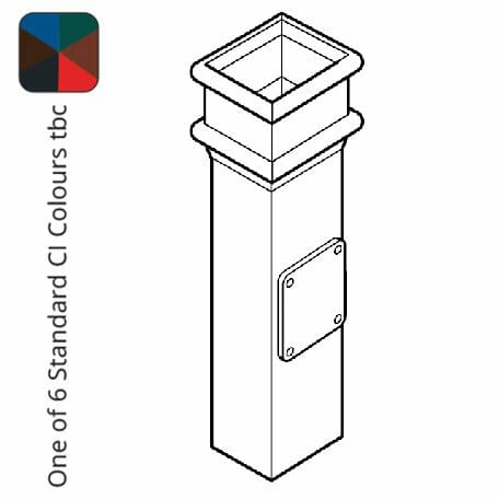 Alumasc Apex Cast Iron 100 x 75mm (4"x3") Square Downpipe Access Pipe - without Ears - One of 6 CI Standard RAL Colours TBC