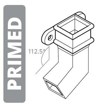 Alumasc Apex Cast Iron 100 x 75mm (4"x3") Square Downpipe Bend to Left 112.5 Degree with Ears - Primed