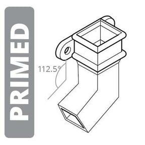 Alumasc Apex Cast Iron 100 x 75mm (4"x3") Square Downpipe Bend to Left 112.5 Degree with Ears - Primed
