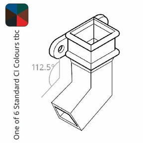 Alumasc Apex Cast Iron 100 x 75mm (4"x3") Square Downpipe Bend to Left 112.5 Degree with Ears - One of 6 CI Standard RAL Colours TBC